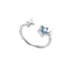 Anillo Dulce de Estrella Azul para Mujer, Sencillo, Moderno, Individualista, Banda Abierta Ajustable, Versátil para Apilar, Anillo para Dedo Índice de Celebridad de Internet