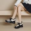 Zapatos de Primavera Nuevos de 8.5cm, Combinación de Colores Fresca y Atractiva, Estilo Preppy, Modernos y Versátiles, Punta Redonda, Suela Gruesa, Tacón de Cuña, Con Cordones, Zapatos de Cuero