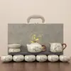 Juego de Té Kung Fu de Cerámica Fuzhu Ru, Caja de Regalo para Ancianos y Amigos, Tetera Xishi de Cerámica de Alta Gama y Tazas de Té