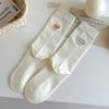 Meias Femininas para Outono e Inverno, Novas Meias Folgadas de Coração Bordado AB, Estilo Ins da Moda, Meias Longas de Algodão Versátil Japonês