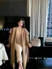 Abrigo de Lana Color Camel para Mujer, Ropa de Abrigo Estilo Francés Ajustada, Nuevo Estilo Perezoso, Longitud Media, Elegante y de Alta Gama, Temporada de Invierno, Solapa Grande