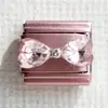 Acero Inoxidable 304 Pulsera Modular Italiana Base Mariposa Rosa Pulsera Elástica DIY Encanto Italiano