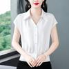 Foto Real de Camisa de Solapa Estilo Francés con Sensación de Hielo, Nuevo Estilo de Verano Camisa Adelgazante Top
