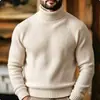 En stock otoño e invierno 2026 nuevo suéter liso simple para hombre, suéter de cuello alto casual de moda para hombre