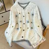 Cardigan de tricô redondo estiloso com flores tridimensionais para mulheres, jaqueta suéter de crochê artesanal de outono e inverno para mulheres