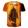 2024 Película de Terror Halloween Manga Corta Cuello Redondo Sudadera Camiseta de Manga Corta para Hombre 3D