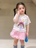Ropa para Niñas: Camiseta de Manga Corta, Estilo Veraniego Delgado, Ropa Casual de Lyocell para Niños, Top Básico para Niña Pequeña