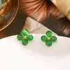 Pendientes de Ojo de Gato y Trébol de Cuatro Hojas con Pasador de Plata de Ley 925 Pendientes Ligeros de Lujo Gama Alta Frescos de Verano Dulces Pendientes Versátiles