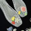 Novos Sapatos Coreanos, Sapatos de Gelatina com Flores, Acessórios, Tamancos, Sapatos de Cristal, Lantejoulas Decorativas, Flores de Pérola, Fivelas para Sandálias de Bico Quadrado