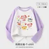 Ropa Infantil Camiseta para Niñas Manga Larga para Mujer Niños Medianos y Grandes Primavera y Otoño Algodón Puro Estilo Occidental Camiseta Básica Top de Manga Raglán para Niños Moderno