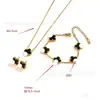 Conjunto de Pulseira, Colar e Brincos de Aço Titânio Popular Transfronteiriço 13mm Trevo de Cinco Folhas, Joias de Trevo de Quatro Folhas 18K Atacado
