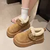 Zapatos de algodón para mujer estilo Birkenstock de suela gruesa para invierno, nuevos mocasines retro con forro de felpa 2026, botas de nieve cálidas