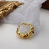 J1095 estilo coreano diseño simple de nicho anillo abierto plata de ley S925 textura irregular martillada anillo para dedo índice para mujeres