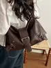 Bolso de Hombro Cruzado Retro Plisado Estilo Motociclista Retro Americano para Viajes Diarios Bolso de Axila de Moda Chic Dulce Fresco