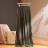 Calça de perna larga da moda feita sob medida para reduzir a idade das mulheres, nova calça reta de cintura alta para outono para uso diário e trabalho