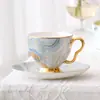 Estilo Nórdico Britânico Alça Dourada Xícara e Pires de Café Modelo Sala de Estar Mesa Efeito Areia Porcelana Ossos Xícara e Pires de Café Exclusivo Transfronteiriço