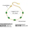 Pulsera de Acero Inoxidable Chapada en Oro con Colgante Cuadrado de Zircón Verde, Estilo Francés de Lujo Ligero, Atmósfera Exquisita, Accesorio para Mujer