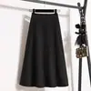 Saia Midi de Liquidação de Marca para Mulheres, Nova Saia Guarda-Chuva Vintage Primavera/Verão, Estilo Hepburn, Cintura Alta, Saia Evasê com Drapê