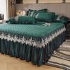 Falda de Cama Acolchada Gruesa Estilo Europeo Juego de Tres Piezas 1.8m Cubrecama Estilo Princesa Encaje Sábana 1.5m Cama Cubrecama Antideslizante