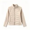 Chaqueta acolchada de lana de grafeno con cuello alto, forrada de forro polar para mayor calidez, diseño ajustado, estilo corto, versátil para mujer