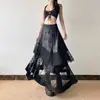 Estilo Oscuro Chica Picante Puntada de Encaje Falda Media Irregular Cintura Alta Falda Larga Hasta la Rodilla Tienda Nocturna Cola de Pez Falda Pastel de Moda