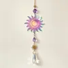 Adorno de campanilla de viento de cristal atrapasol de girasol transfronterizo, piezas metálicas coloridas, decoración del hogar arcoíris, disponible para dropshipping