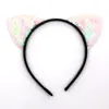 Faixa de cabelo de orelha de gato com lantejoulas simples de desenho animado, faixa de cabelo de escama de peixe reversível, acessórios de cabelo para feriado infantil