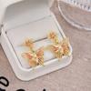 Agulha de prata estilo coreano verão high-end sentido gradiente borboleta brincos luz de luxo nicho design sentido flor brincos de pérola para mulheres