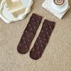 Outono e Inverno Meias Femininas Delicadas Estilo Francês com Estampa Floral Pequena, Meias de Cano Médio, Meias Largas Versáteis e Elegantes Estilo Ins, Meias Longas