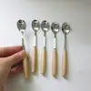 Suministrado Directamente del Fabricante, Cucharas Cubiertos de Acero Inoxidable con Mangos de Madera de Haya, Cucharitas, Cucharitas para Remover Café al por Mayor