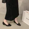 Sapatos Femininos Chuyu Ji Bico Quadrado Laço 2026 Primavera e Outono Novos Estilo Francês Versátil Preto Sapatos para o Dia a Dia