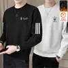 Moletom masculino com forro de fleece, novo modelo inverno 2025, gola redonda, corte solto, outono, top sem capuz, jaqueta de manga comprida para adolescentes