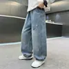 Jeans de Pierna Ancha para Niños de Primavera y Otoño para Niños Medianos y Grandes Pantalones con Estampado de Estrellas y Salpicaduras de Pintura Pantalones Largos de Mezclilla Sueltos Versátiles para Niños