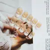 Uñas Largas Estilo Francés con Borde Blanco Nude, Manicura Fresca y Elegante con Pequeñas Flores, Puntos y Diamantes, 24 Piezas de Uñas Postizas Terminadas