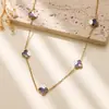 Collar de Acero de Titanio con Trébol de Cuatro Hojas de Colores para Mujer, Trébol de la Suerte, Artículo Popular Transfronterizo, Joyería de Acero Inoxidable de Moda de Lujo Ligero Estilo Oficina