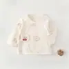 Roupa de Algodão Meio Costas para Recém-Nascidos 1688, Pijama Sem Costura para Bebês para Primavera e Outono, Blusa Estilo Monge para Bebê de Mês Completo