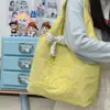Bolsa de ombro tote estilo coreano ins moda casual com bordado de letra tridimensional, versátil para uso diário, bolsa de compras simples e leve