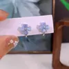 Pendiente de Flor Ojo de Gato Azul Hielo Mori Diseño de Nicho Exquisito Pendientes Versátiles Pendientes Elegantes de Lujo Ligero