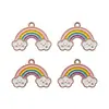 DA-25 Arco-Íris DIY Óleo de Gotejamento Acessórios de Liga Pingente Único Corda de Mão Colorida Coração de Arco-Íris Arqueado Pingente Arqueado