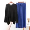Pijama de Dos Piezas para Mujer Talla Grande, Manga Larga, Pantalón Largo, Modal para Primavera y Otoño, Talla Grande, Delgado, Holgado, Ropa Casual para el Hogar