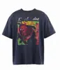 2024 Moda Americana Hip-Hop Marca Nova Retrô Lavada Velha Figura Solta Versátil Gola Redonda Manga Curta Camiseta para Homens e Mulheres