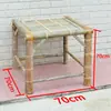 Cadeira de Bambu Antiga com Encosto, Banqueta Pequena de Bambu para Dançar, Mesa de Bambu e Rattan Trançada à Mão, Conjunto de Mesa e Cadeiras de Bambu para Exterior para Uso Comercial