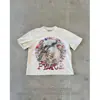 Camiseta Europeia e Americana Transfronteiriça Estampada Y2K Manga Curta Gola Redonda Top com Estampa Escura Retro Tendência Ins Solta Hip-Hop