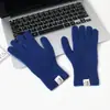 Guantes de punto de lana para mujer de otoño e invierno con contenido de lana, a prueba de frío, cálidos para estudiantes, con muñeca y dedos engrosados