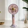 Ventilador Portátil Mini de Mão USB Recarregável 3 Velocidades com Base Suporte para Celular Ventilador de Mesa Brinde Promocional