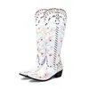 Botas de Caballero de Remaches Transfronterizas Nuevas Talla Grande Botas de Cuero Bordado Botas de Moda Casual de Comercio Exterior con Punta para Mujer