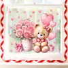 Pegatinas de Ventana de Flor de Oso Corazón Transfronterizas Adecuadas para Dormitorio, Sala de Estar, Balcón, Decoración Festiva, Pegatinas Estáticas de Vidrio