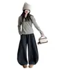 Conjunto Outono/Inverno para Meninas 2026 Novo Casual Estilo Coreano Crianças Médio/Grande Colete de Lã de Cordeiro Camada de Base Calça Casual