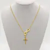 Collar con cruz elegante de moda europea y americana para mujer, joyería popular, suministro directo de fábrica, collar con cruz de la suerte de 8 palabras