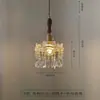 Lámpara Colgante Pequeña de Cristal de Lujo Ligero de Cobre Puro Estilo Vintage Americano para Restaurante, Dormitorio, Mesita de Noche, Entrada, Balcón y Vestidor